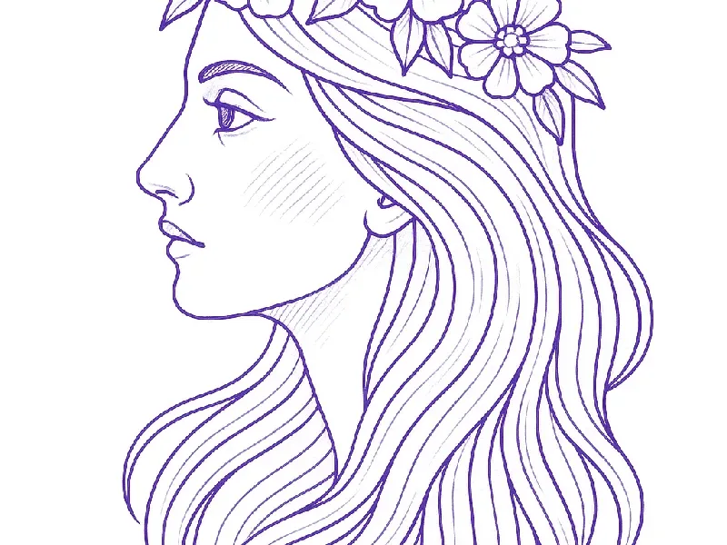 Profile portrait converted into clean black line art