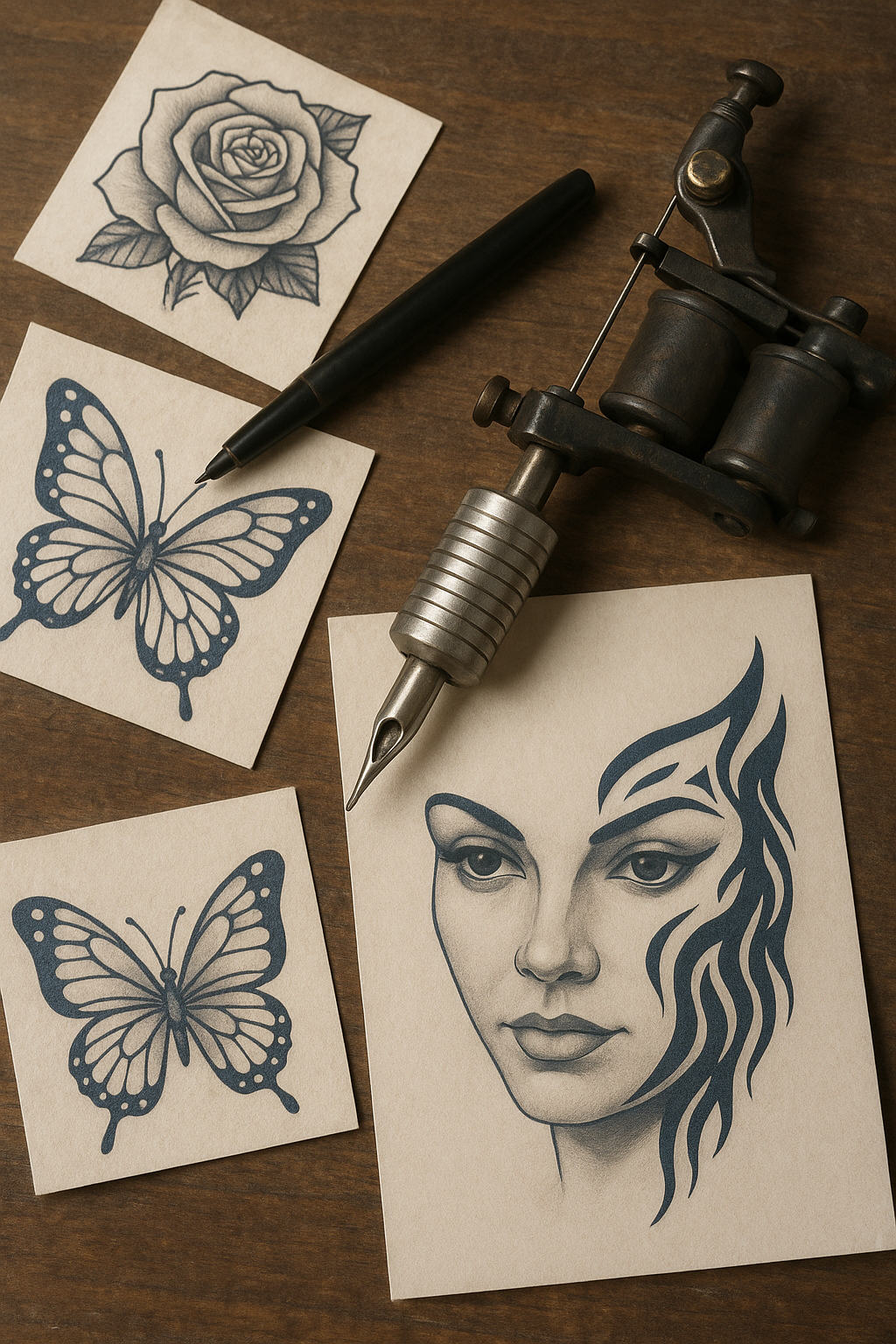 A clean tattoo stencil preview generated by Stencify