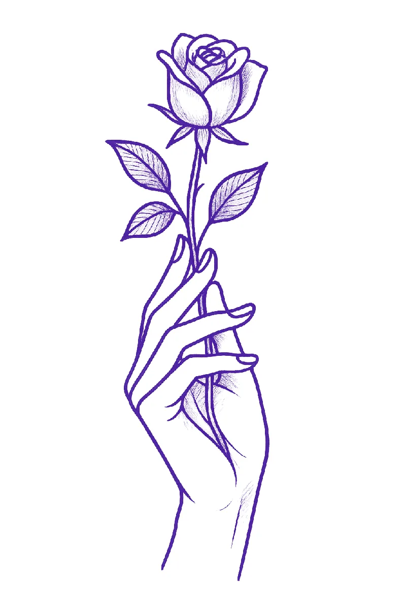 Hand holding a rose