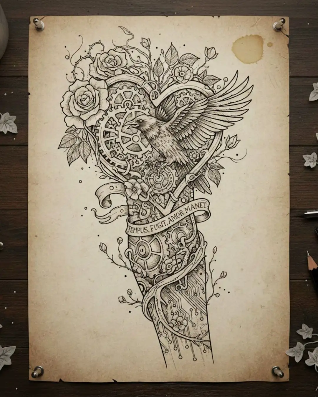 Preview of a tattoo stencil generated inside the Stencify app